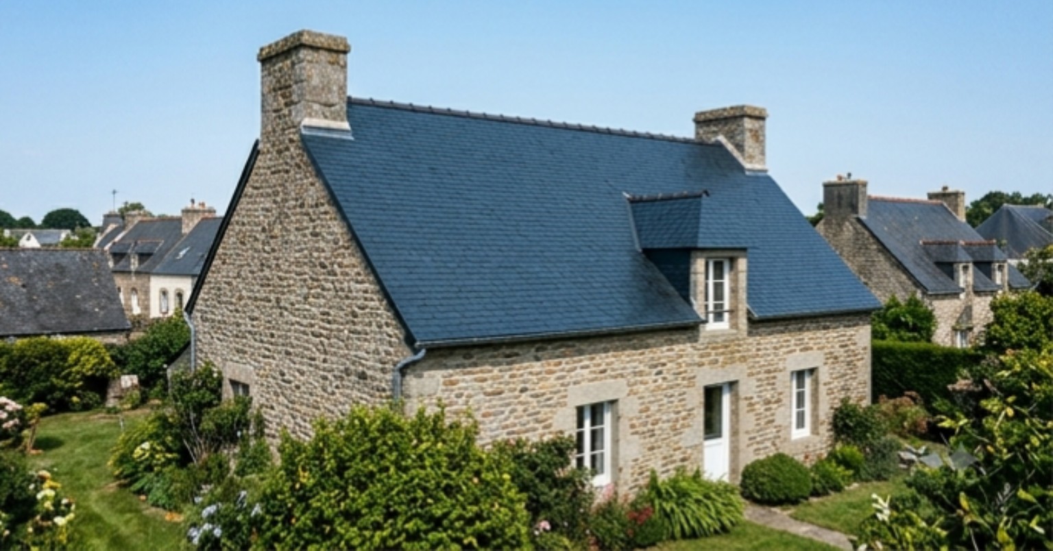 Couverture en ardoise naturelle rénovée